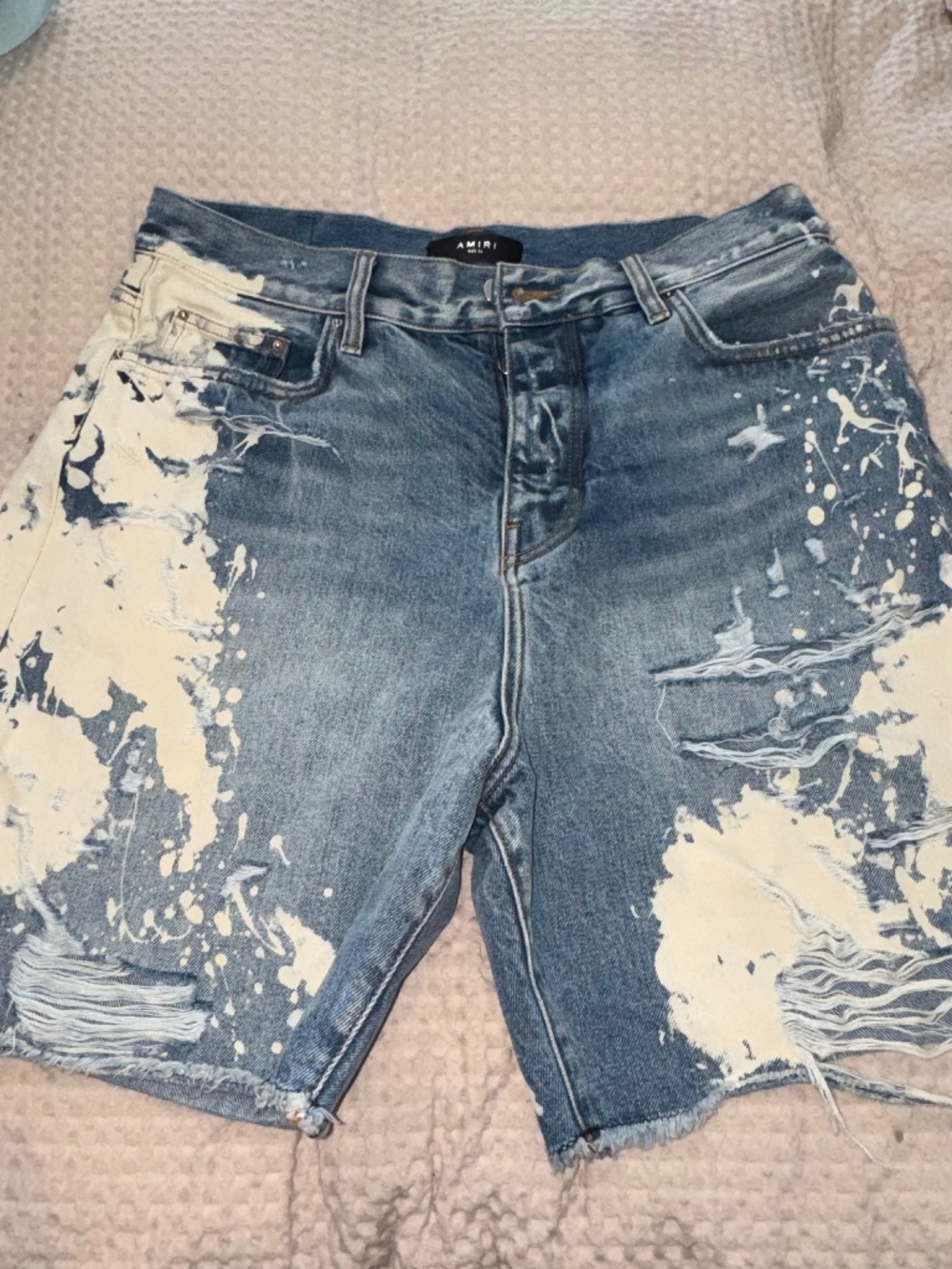 AMIRI - Distressed Bleached Denim Shorts - Blue